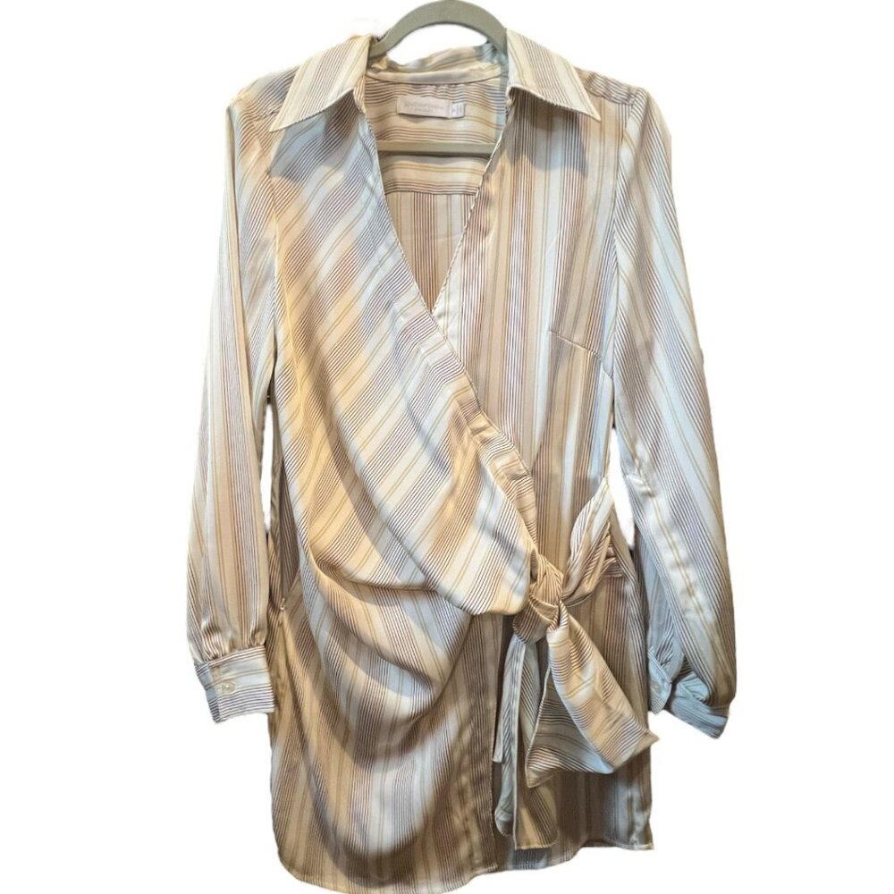 Jonathan Simkhai Bondi Stripe Wrap Waist Dress Size Medium
